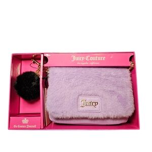 NWT Juicy Couture Purple Faux Fur Crossbody Bag & Keychain